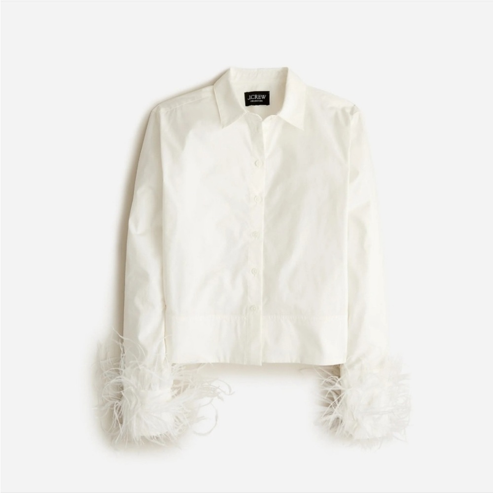 J. Crew White Boxy 3/4 Sleeve Button Down Shirt